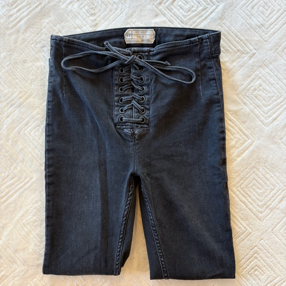 Free People Lace Up Skinny Jeans